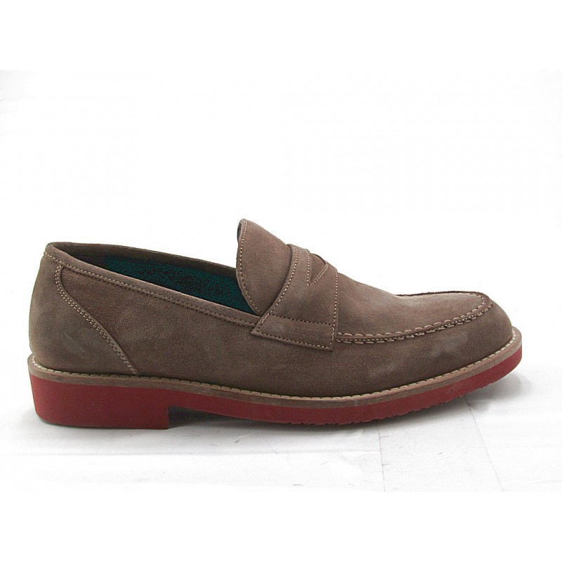 Mocasin para hombres en gamuza de color gris pardo - Tallas disponibles:  36, 47