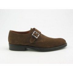Herrenschuh mit Schnalle aus tabakbraunem Wildleder - Verfügbare Größen:  37, 38, 39, 41, 44, 45
