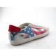 Sportlicher Herrenschnürschuh aus weißem Leder mit USA-Flagge und Adler Druck und rotem Wildleder - Verfügbare Größen:  47, 48