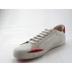 Chaussure sportif à lacets pour hommes en cuir blanc imprimé drapeau USA et aigle et daim rouge - Pointures disponibles:  47, 48