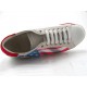 Zapato deportivo con cordones para hombre en piel blanca imprimida con bandera EE.UU. y águila y gamuza roja - Tallas disponibles:  47, 48