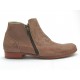 Men's ankle boot with double zipper in sand-colored printed leather
