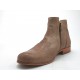 Men's ankle boot with double zipper in sand-colored printed leather - Available sizes:  47, 50