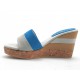 Sabot ouvert en daim gris et bleuet talon compensé 8 - Pointures disponibles:  42