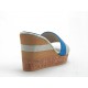 Open mule in grey and cornflower blue suede wedge heel 8 - Available sizes:  42