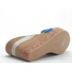 Sabot aperto con zeppa in sughero in camoscio grigio+bluette -  
