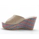 Sabot aperto 2 fasce con zeppa multicolor in vernice beige - Misure disponibili: 42