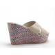 Sabot aperto 2 fasce con zeppa multicolor in vernice beige -  