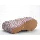 Sabot aperto 2 fasce con zeppa multicolor in vernice beige -  