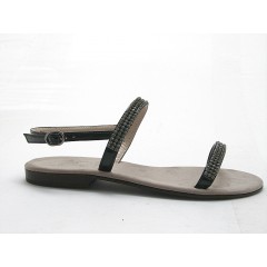 Sandal with rhinestones in black patent leather heel 1 - Available sizes:  31