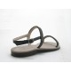 Sandale en cuir verni noir avec strass talon 1 - Pointures disponibles:  31