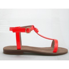 Strapsandal with bow in orange patent leather heel 1 - Available sizes:  31