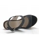 sandale 2 bandes avec un talon compensé en liège en nubuck noir - Pointures disponibles:  42