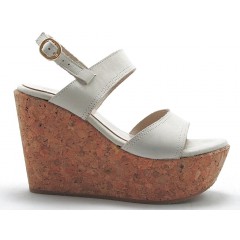 sandale 2 bandes avec cale de liège avec de la crème nubuck - Pointures disponibles:  42