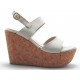 sandale 2 bandes avec cale de liège avec de la crème nubuck
