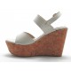 sandale 2 bandes avec cale de liège avec de la crème nubuck - Pointures disponibles:  42
