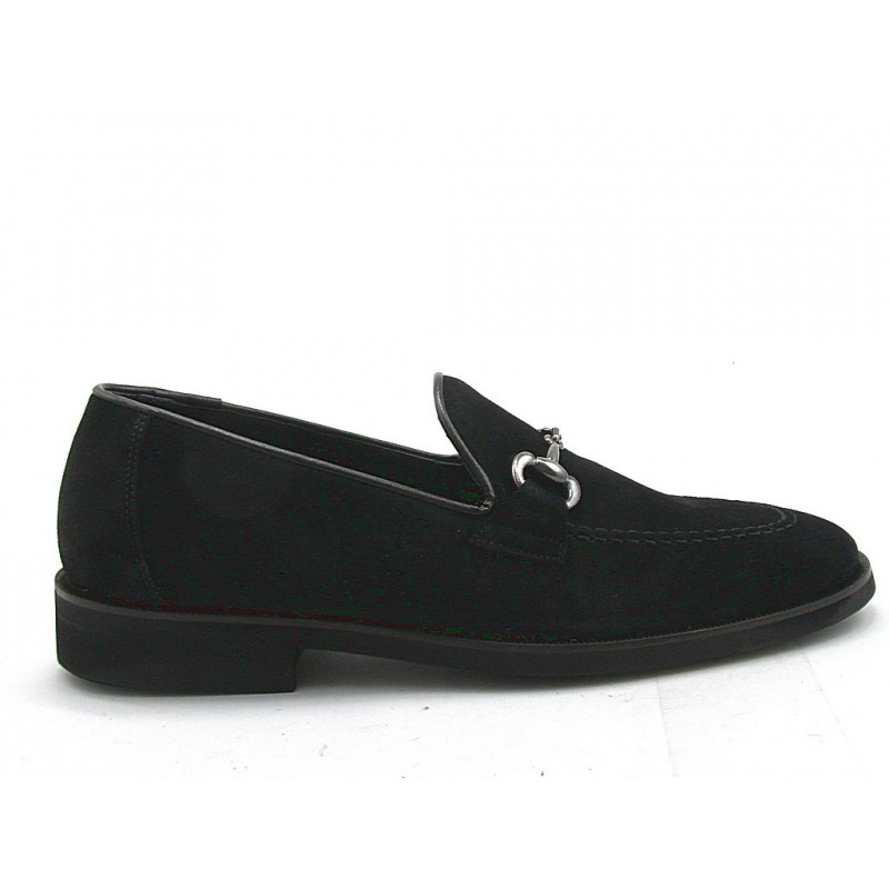 Mocassin pour hommes avec accessoire en daim noir - Pointures disponibles:  37, 51