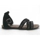 Sandal with strap and studs in black suede heel 1