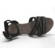 Sandalo con borchie e cinturino in camoscio nero tacco 1 - Misure disponibili: 32
