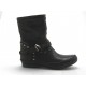 Ankle boot with studs and buckle in black and brown leather wedge heel 1