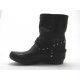 Stivaletto borchie in pelle nero+marrone -  