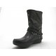 Stivaletto borchie in pelle nero+marrone -  
