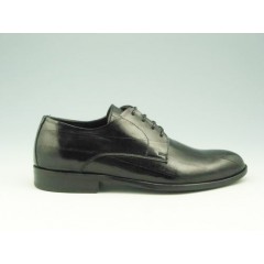 Chaussure derby élégant à lacets pour hommes en cuir noir - Pointures disponibles:  51, 52