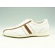 Men's laced sports shoe in white and light brown leather 