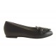 Woman's mocassin with fringes and buckle in black leather heel 1