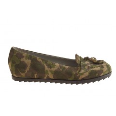 Mocassin pour femmes avec glands en daim vert talon compensé 1 - Pointures disponibles:  32