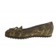 Mocassino da donna con nappine in camoscio verde militare zeppa 1 - Misure disponibili: 32