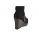Stivale zeppa con cerniera in camoscio+vernice+pelle nero -  