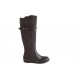 Damenstiefel mit Reißverschluß und Schnalle aus schwarzem Leder und grauem Wildleder Keilabsatz 1
