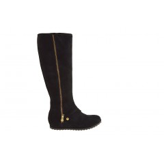 Damenstiefel mit Reißverschluß aus schwarzem Wildleder Keilabsatz 1 - Verfügbare Größen:  32