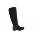 Knee-high woman's boot with zipper in black suede and leather heel 1