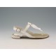 Sandale entredoigt en cuir blanc talon 1 - Pointures disponibles:  32