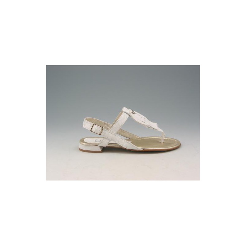 Flip-flop sandal in white leather heel 1 - Available sizes:  32