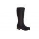 Woman's boot with zipper, wingtip and elastic band in black suede heel 4
