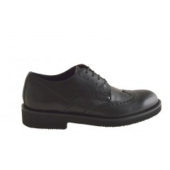 Herrenderbyschuh mit Schnürsenkeln und Broguemuster aus schwarzem Leder - Verfügbare Größen:  50
