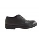 Chaussures derby à lacets avec bout Brogue pour hommes en cuir noir