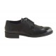 Herrenderbyschuh mit Schnürsenkel und Flügelkappe aus schwarzem Leder und Lackleder
