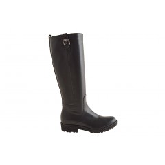 Woman's boot with zipper and buckle in black leather heel 3 - Available sizes:  32
