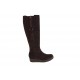 Woman's boot with zippers and tassels in dark brown suede wedge heel 3