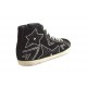 Chaussure haute avec lacets, fermeture éclair et strass en daim noir talon compensé 1 - Pointures disponibles:  32