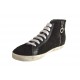 Chaussure haute avec lacets, fermeture éclair et strass en daim noir talon compensé 1 - Pointures disponibles:  32