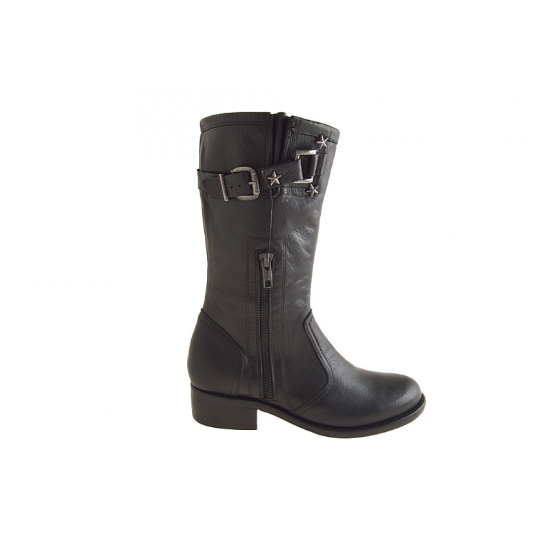 Stivaletto con cerniera  in pelle nero -  