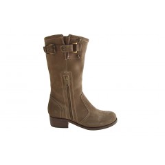 Stivaletto da donna con cerniere e fibbia in camoscio beige tacco 3 - Misure disponibili: 32