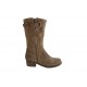 Woman's ankle boot with zippers and buckle in beige suede heel 3