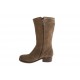 Woman's ankle boot with zippers and buckle in beige suede heel 3 - Available sizes:  32