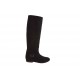 Woman's boot with zipper and buckle in black suede heel 1